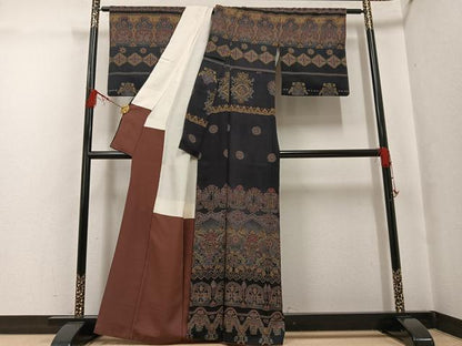 平和屋着物●訪問着　中国三大刺繍　汕頭刺繍　スワトウ刺繍　総刺繍　鳥獣花文　正絹　逸品　AABG3473ph