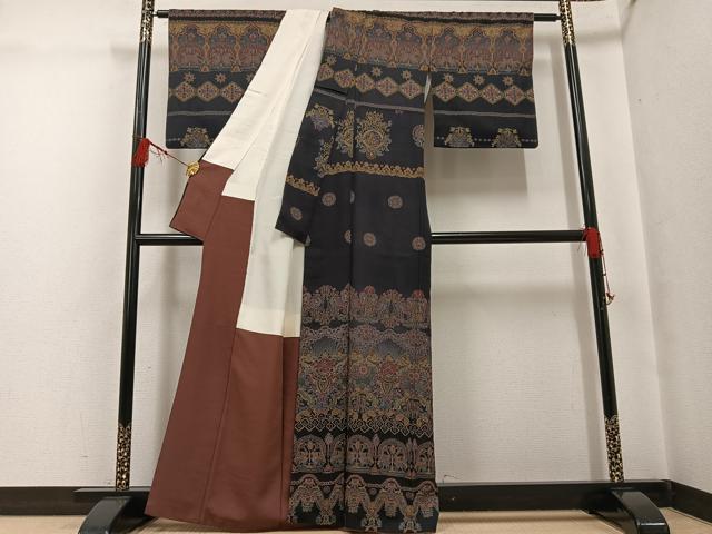 平和屋着物●訪問着　中国三大刺繍　汕頭刺繍　スワトウ刺繍　総刺繍　鳥獣花文　正絹　逸品　AABG3473ph