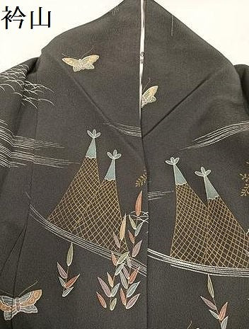 平和屋着物●訪問着　友禅　流水草花文　暈し染め　正絹　逸品　AABG3474ph