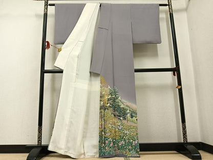 平和屋着物●本加賀友禅作家　西尾翠峰　色留袖　野麦峠　暈し染め　反端付き　正絹　逸品　AABG3478ph