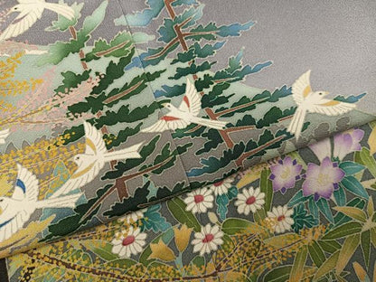 平和屋着物●本加賀友禅作家　西尾翠峰　色留袖　野麦峠　暈し染め　反端付き　正絹　逸品　AABG3478ph