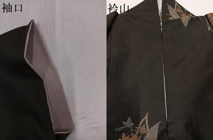 平和屋着物●本場大島紬　カタス9マルキ　花蝶銀杏文　正絹　逸品　AABG3479ph