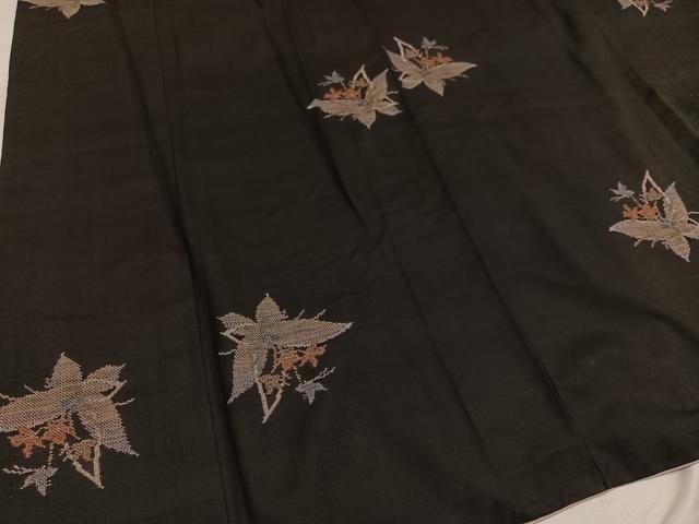 平和屋着物●本場大島紬　カタス9マルキ　花蝶銀杏文　正絹　逸品　AABG3479ph