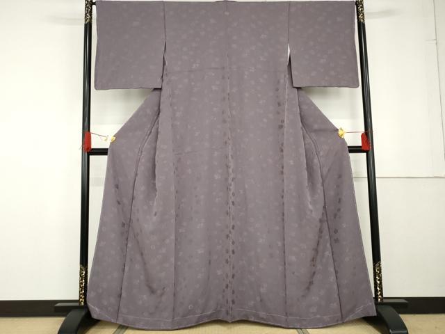 平和屋着物●上質な色無地 草花地紋 紫苑色 そめの近江謹製 正絹 逸品 未使用 AABG3484cs