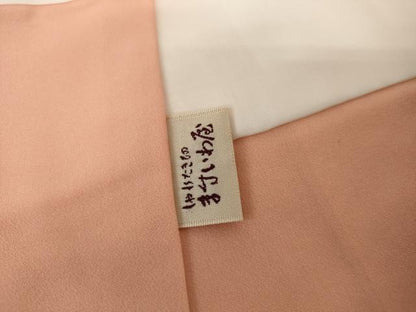平和屋着物●上質な色無地 波地紋 珊瑚色 ますいわ屋扱い 正絹 逸品 AABG3485cs