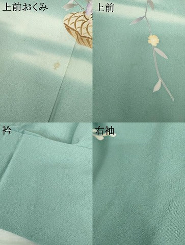 平和屋着物●本加賀友禅作家 南克治 訪問着 飾花文 暈し染め 浜ちりめん 反端付き 正絹 逸品 AABG3488cs