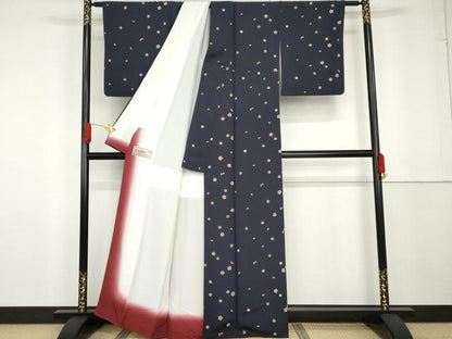 平和屋着物●上質な小紋 舞桜文 正絹 逸品 AABG3492cs