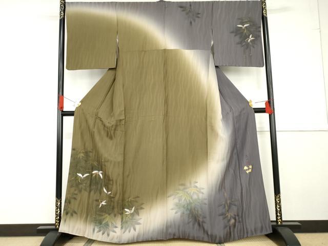 平和屋着物●訪問着 作家物 茂州 手描き 笹竹文 暈し染め 金彩 正絹 逸品 AABG3496cs