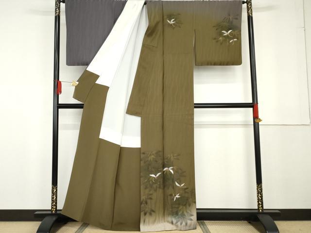 平和屋着物●訪問着 作家物 茂州 手描き 笹竹文 暈し染め 金彩 正絹 逸品 AABG3496cs
