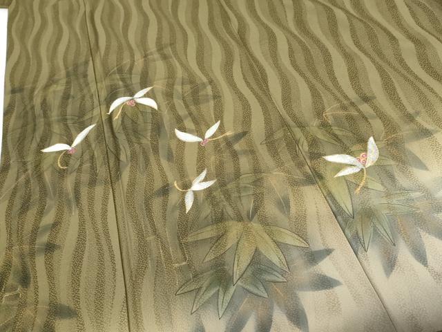 平和屋着物●訪問着 作家物 茂州 手描き 笹竹文 暈し染め 金彩 正絹 逸品 AABG3496cs
