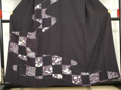 平和屋着物●総刺繍　訪問着　中国三大刺繍　相良刺繍　流水草花文　金糸　正絹　逸品　AABG3498cs