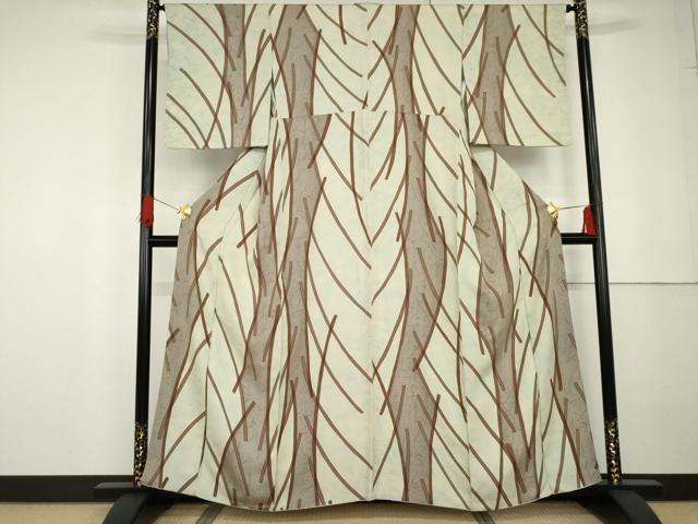 平和屋着物●上質な小紋 枝木文 暈し染め 正絹 逸品 AABG3499cs