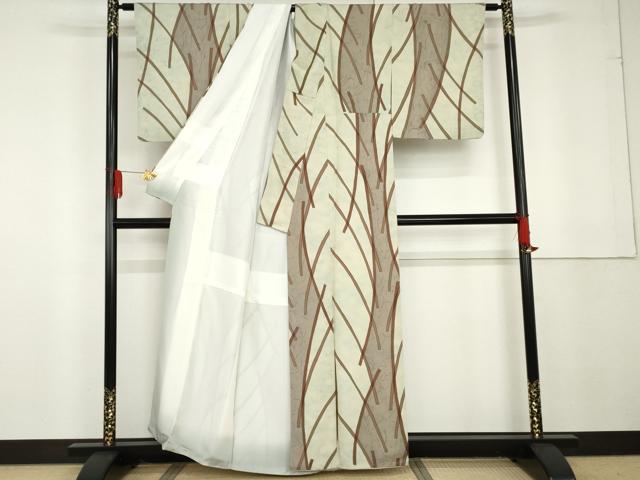 平和屋着物●上質な小紋 枝木文 暈し染め 正絹 逸品 AABG3499cs