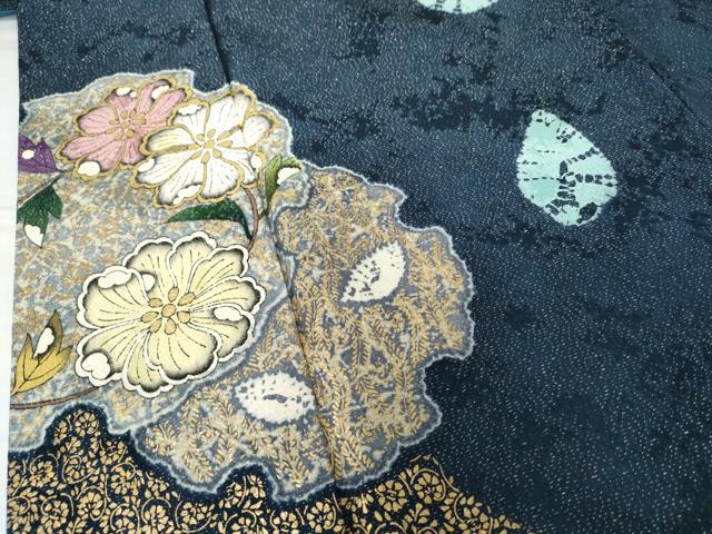 平和屋着物●豪華振袖 辻が花 雪輪枝花文 金彩 銀通し地 正絹 逸品 AABG3500cs