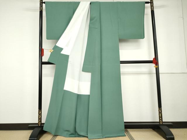 平和屋着物●上質な色無地 青竹色 正絹 逸品 AABG3501cs
