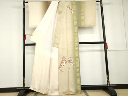 平和屋着物●訪問着 鳳凰更紗花文 暈し染め 金彩 正絹 逸品 AABG3504cs
