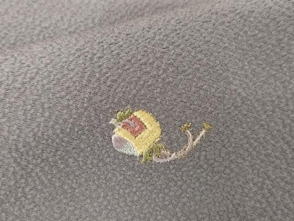 平和屋着物●総刺繍　小紋　吉祥文　花簪　櫛　鼓　金糸　正絹　逸品　AABG3505cs