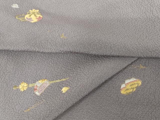 平和屋着物●総刺繍　小紋　吉祥文　花簪　櫛　鼓　金糸　正絹　逸品　AABG3505cs
