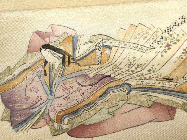 平和屋着物●友禅師・京の名工・伝統工芸士・樽本伊勢蔵 　訪問着　人物文　暈し染め　金銀彩　正絹　逸品　AABG3508cs