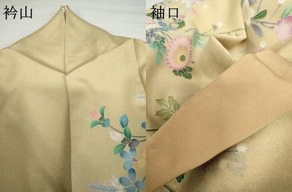 平和屋着物●訪問着　枝花に休み鳥　暈し染め　正絹　逸品　AABG3509cs