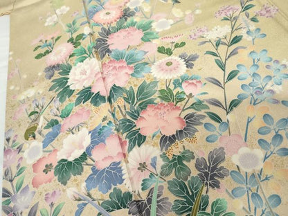 平和屋着物●訪問着　枝花に休み鳥　暈し染め　正絹　逸品　AABG3509cs