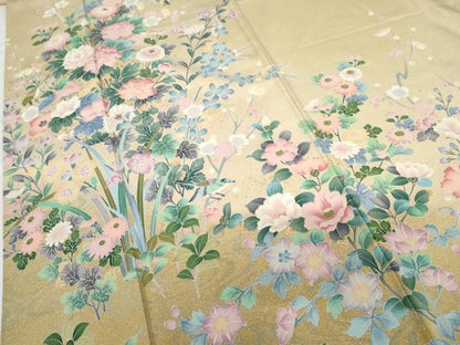 平和屋着物●訪問着　枝花に休み鳥　暈し染め　正絹　逸品　AABG3509cs