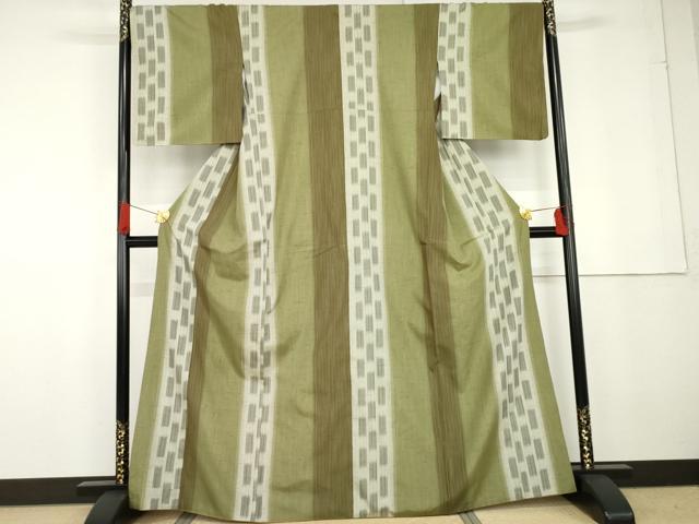 平和屋着物●ぜんまい紬　間道　正絹　逸品　AABG3516cs