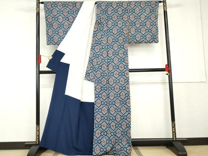 平和屋着物●上質な小紋　総絞り　松皮菱文　高島屋扱い　正絹　逸品　AABG3518cs