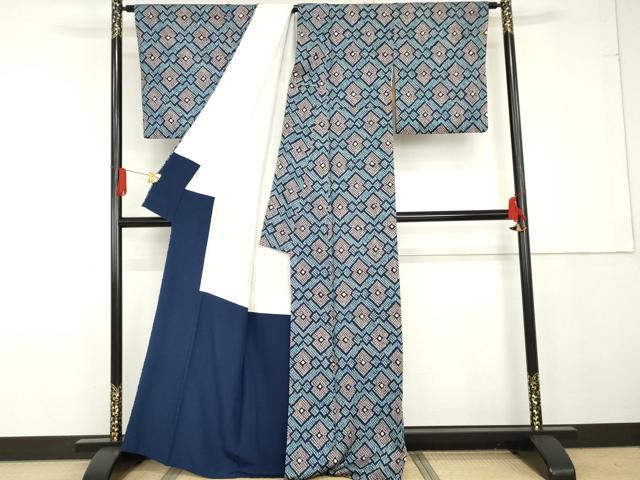 平和屋着物●上質な小紋　総絞り　松皮菱文　高島屋扱い　正絹　逸品　AABG3518cs