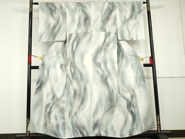 平和屋着物●染色家 岩浅公展　小紋　霞流水文　暈し染め　正絹　逸品　AABG3519cs