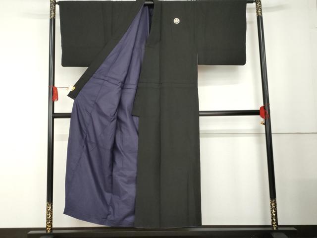 平和屋着物●男性　黒紋付・羽織セット　正絹　逸品　AABG3523cs