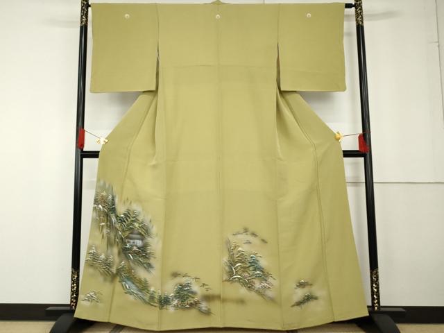 平和屋着物●豪華色留袖　手描き　風景松文　暈し染め　金彩　正絹　逸品　AABG3524cs