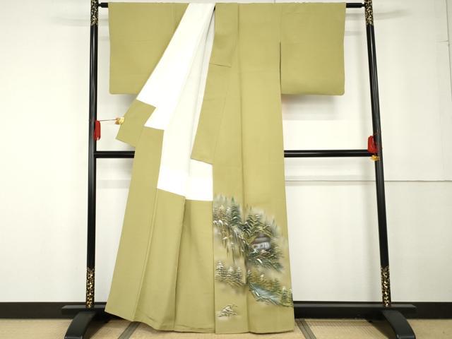 平和屋着物●豪華色留袖　手描き　風景松文　暈し染め　金彩　正絹　逸品　AABG3524cs