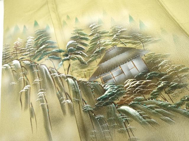平和屋着物●豪華色留袖　手描き　風景松文　暈し染め　金彩　正絹　逸品　AABG3524cs