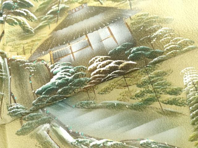 平和屋着物●豪華色留袖　手描き　風景松文　暈し染め　金彩　正絹　逸品　AABG3524cs