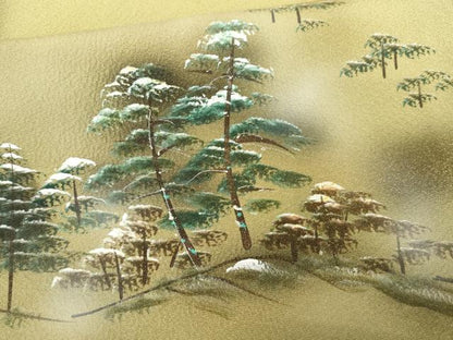 平和屋着物●豪華色留袖　手描き　風景松文　暈し染め　金彩　正絹　逸品　AABG3524cs