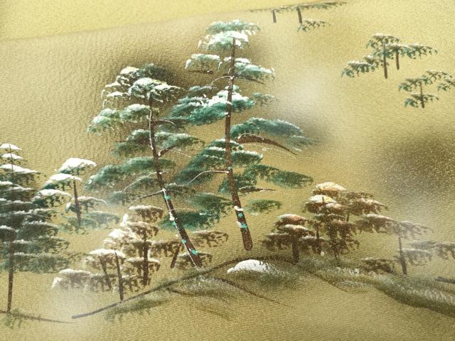 平和屋着物●豪華色留袖　手描き　風景松文　暈し染め　金彩　正絹　逸品　AABG3524cs