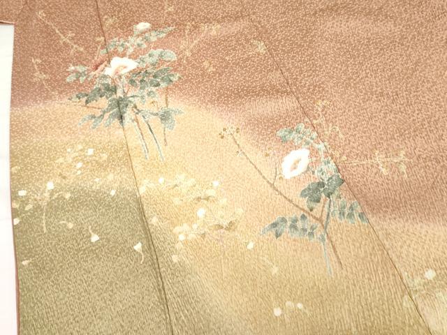 平和屋着物●訪問着　友禅　総絞り　枝花文　暈し染め　正絹　逸品　AABG3525cs
