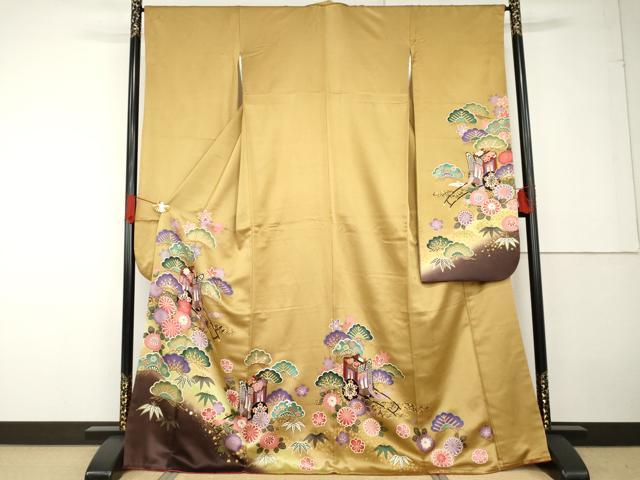 平和屋着物●豪華振袖　御所車松竹梅文　暈し染め　正絹　逸品　AABG3526cs