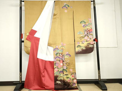 平和屋着物●豪華振袖　御所車松竹梅文　暈し染め　正絹　逸品　AABG3526cs
