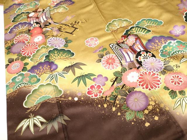 平和屋着物●豪華振袖　御所車松竹梅文　暈し染め　正絹　逸品　AABG3526cs