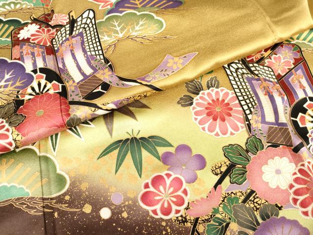 平和屋着物●豪華振袖　御所車松竹梅文　暈し染め　正絹　逸品　AABG3526cs