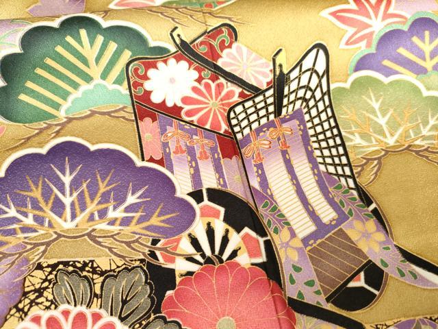平和屋着物●豪華振袖　御所車松竹梅文　暈し染め　正絹　逸品　AABG3526cs