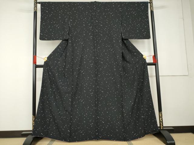 平和屋着物●上質な小紋　散らし文様　黒地　正絹　逸品　AABG3527cs