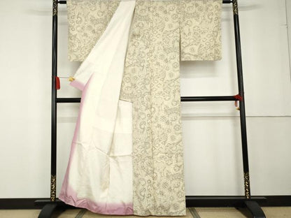 平和屋着物●本場大島紬　染大島　切嵌吉祥花文　正絹　逸品　AABG3528cs