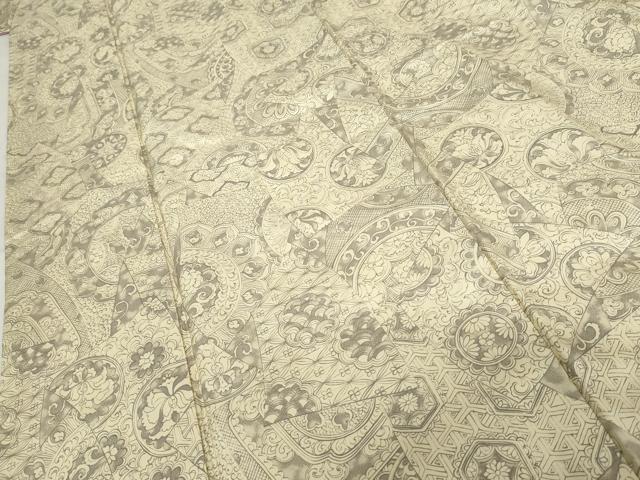 平和屋着物●本場大島紬　染大島　切嵌吉祥花文　正絹　逸品　AABG3528cs