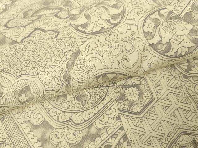 平和屋着物●本場大島紬　染大島　切嵌吉祥花文　正絹　逸品　AABG3528cs