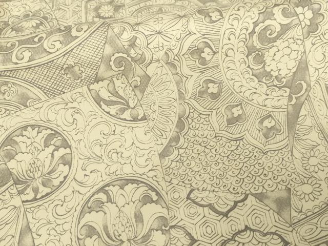 平和屋着物●本場大島紬　染大島　切嵌吉祥花文　正絹　逸品　AABG3528cs