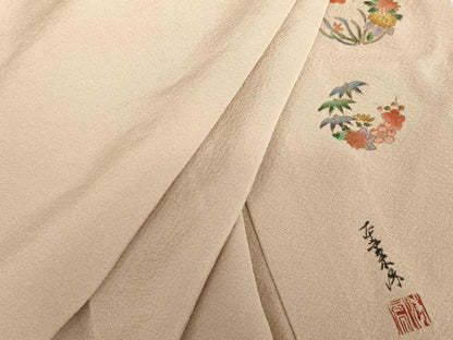 平和屋着物●上質な色無地　作家物　本草木染　洗柿色　正絹　逸品　AABG3529cs