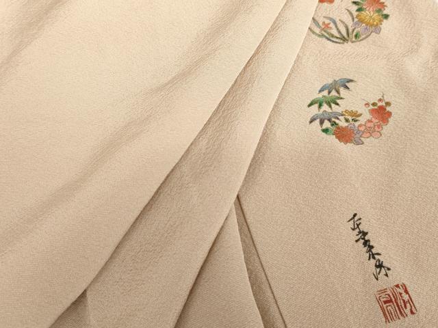 平和屋着物●上質な色無地　作家物　本草木染　洗柿色　正絹　逸品　AABG3529cs